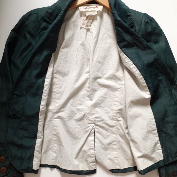 Modcloth Louche Silk Linen Embroidered 2-Button Blazer Teal Green Size 8 - Picture 10 of 11